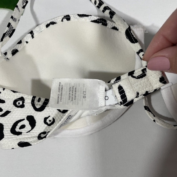 NEW Onia‎ [ Large ] Dalia Animal Print Underwire Bikini Top in White - Picture 9 of 12